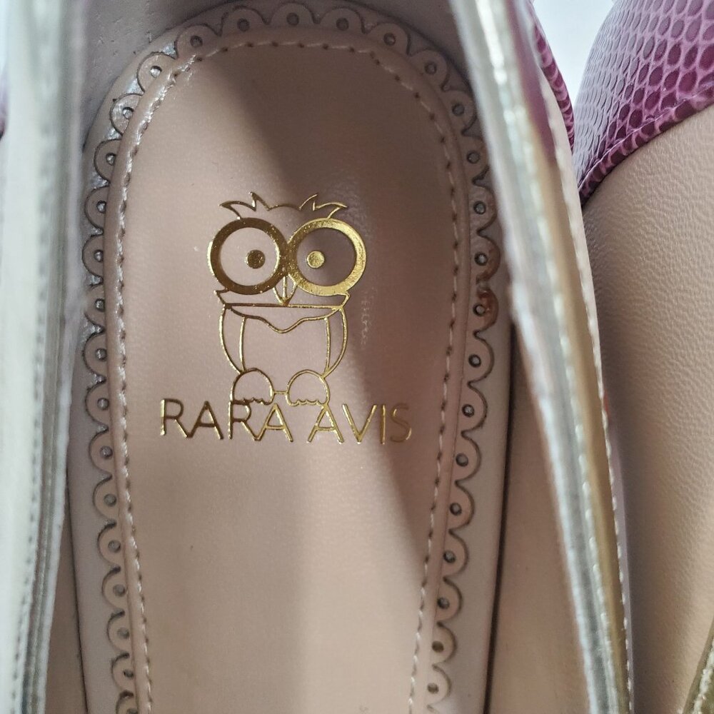 Rara Avis Women's Tan Purple Orange Block Heel Peep Toe Pumps Size 7 M - Picture 11 of 12